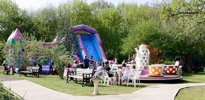 Inflatable slide and teacups 